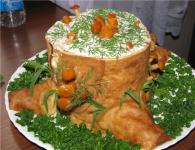 Оригинальный и праздничный салат «Трухлявый пень